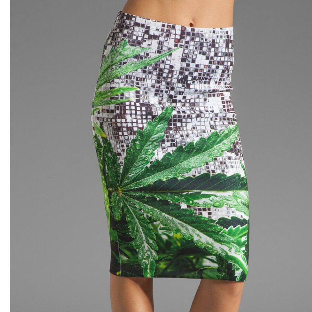 RARE Clover Canyon Leaf Print Pencil Skirt